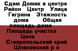 Сдам Домик в центре › Район ­ Центр › Улица ­ Гагрина › Этажность дома ­ 1 › Общая площадь дома ­ 50 › Площадь участка ­ 5 › Цена ­ 8 000 - Ставропольский край, Шпаковский р-н, Михайловск г. Недвижимость » Дома, коттеджи, дачи аренда   . Ставропольский край